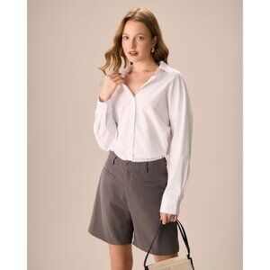 Rihoas Womens Tailored High-Waist Gray Bermuda Shorts XSmall Lightweight Fabric